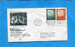 MARCOPHILIE Lettre-USA "NATIONS UNIES"1957 >TUNISIE-2-stampsN°52-3 Conseil De Sécurité - Cartas & Documentos
