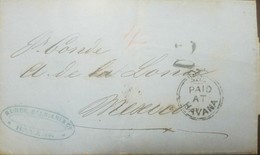O) 1863 CUBA-CARIBE, PREPHILATELY, BRITISH POST OFFICE IN HAVANA, MARITIME MAIL WITH A PAID AT HAVANA BRITISH CROWN CIRC - Préphilatélie