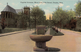 Antique 1911 Postcard - Nebraska - Omaha Capitol Avenue - Fountain - VG Condition - Written - 2 Scans - Omaha