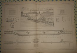 Plan Du Siphon Du Pont De L'Alma à Paris. 1869 - Public Works