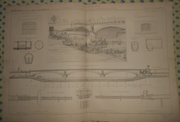 Plan Du Siphon Du Pont De L'Alma à Paris. 1869 - Travaux Publics