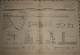 Plan Du Grand Pont Tubulaire à Deux étages Superposés Sur Le Pô Près De Mezzanacorti. Italie. 1869 - Travaux Publics