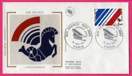 Delcampe - FDC Soie - Air France - Cinquantenaire - Juin 1983 - Paris - Exclusivité O.P.P. - Non Classés