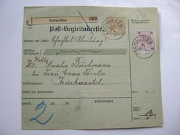 Austria 1902 - Post Begleitadresse FREIWALDAU Nr. 383 Nach ZUCKMANTEL (Schlesien), Porto Marke 3 Heller - Covers & Documents