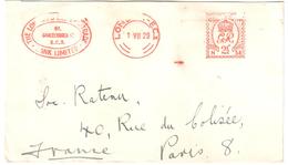 4467 LONDON 01 07 1929 Letter EC3 2 1/2 P N58  The LONDON & EASTERN TRADE Banks Limited 61 Gracechurch Str To PARIS - Franking Machines (EMA)