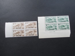 Saarland 1948 Jugendherbergswerk Als 4er Blocks Nr. 263 Mit Type I Und II + Druckdatum! Sauber ** / Postfrisch - Unused Stamps