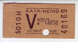 - Ancien Ticket De Métro - R.A.T.P. - METRO - - Europa