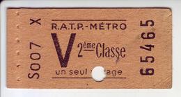 - Ancien Ticket De Métro - R.A.T.P. - METRO - - Europe