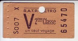 - Ancien Ticket De Métro - R.A.T.P. - METRO - - Europa