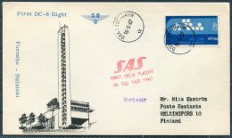 1967 Norway Oslo - Helsinki SAS First Flight Postcard - Covers & Documents