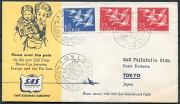 1957 Norway SAS First Flight Cover. Oslo - Tokyo, Japan. - Cartas & Documentos