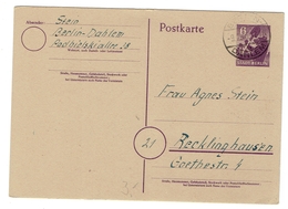 SBZ Postkarte Berlin Zu 6 Pfg Stempel Berlin-Dahlem ( 9.2.46) Nach Recklinghausen - Berlin & Brandebourg