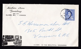 Canada: Stationery Cover, 1963, Cancel Oliver, Private Imprint Furniture Shop Advertisment (minor Creases) - Storia Postale