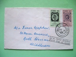 Ireland 1967 FDC Cover To England - Stamp On Stamp - Fenian Cinderella - Brieven En Documenten