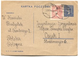 Bialystok Poland 1929. Postal Stationery, Traveled To Croatia - Lettres & Documents