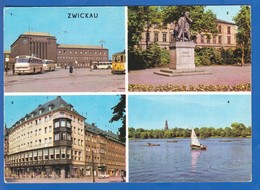 Deutschland; Zwickau; Multibildkarte Mit Ringkafe Und Bahnhof - Zwickau