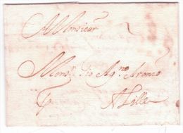 1678- Letter From Ypre ( Ieperen)  To Lille (France )  Rating 2 Patars - 1621-1713 (Países Bajos Españoles)