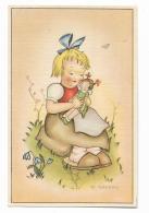 BAMBINA CON BAMBOLA ILLUSTRATA BARNINI - NV FP - Andere & Zonder Classificatie