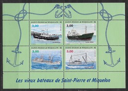 1996 Saint Pierre Et Miquelon  N° BF 5  Nf** MNH . Bloc Feuillet . Vieux Bateaux . - Blokken & Velletjes