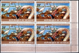 BIRDS-GREATER FLAMINGOS--SALOUM DELTA NATIONAL PARK-BLOCK OF 4-SENEGAL-1976-MNH-B9-703 - Flamants