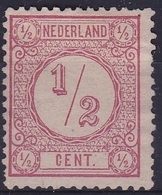1876-1894 Cijfertype ½ Cent Rose Tanding 12½ Gr. Gaten Type II NVPH 30 F II (*) - Ungebraucht