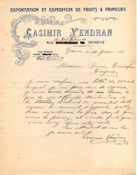 SUISSE GENEVE COURRIER 1925 FRUITS & LEGUMES Casimir VENDRAN -  A23 - Suiza