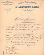 SUISSE GENEVE COURRIER 1912 PRIMEURS FRUITS & LEGUMES ASTRUC   A23 - Schweiz