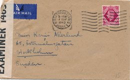 Lettre Censure Kingstononthames Surrey Pour La Suede - Storia Postale