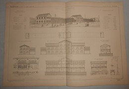 Plan De La Halle Aux Grains  Du Roi Maximilien à Munich, Bavière. 1869 - Travaux Publics