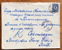 RUSSIA  10 K. ISOLATO SU PER COPENAGHEN CON CENSURA IN DATA 10/9/1915 - Brieven En Documenten