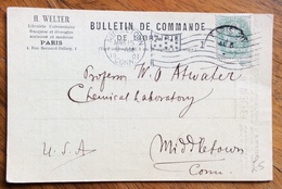 FRANCIA BULLETIN DE COMMANDE DE LIBRAIRIE DA PARIS A MIDDLETOWN  U.S.A. IN DATA 15/3/1901 - Briefe U. Dokumente