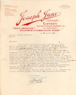 ANGLETERRE LONDON COURRIER 1929 Fruit Importer Salesman Joseph JUNR   °   A24 - Ver. Königreich