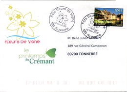 Enveloppe   Avec Cachet  De La Fête Fleur De Vigne à Auxerre Le 18 Mai 2008 - Wein & Alkohol