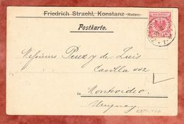 Karte, EF Adler, Zizenhausen Nach Montevideo, AK-Stempel 1894 (48353) - Briefe U. Dokumente