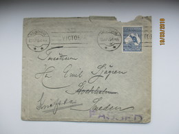 AUSTRALIA 1913 MELBOURNE TO SWEDEN ,  2 1/2 KANGAROO     ,  COVER  ,  0 - Lettres & Documents