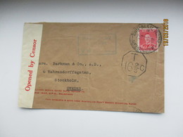 1939 AUSTRALIA SHIP MAIL MELBOURNE TO SWEDEN , CENSOR     ,  COVER  ,  0 - Brieven En Documenten