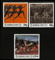 Gibraltar 1996 Olympic Games Centenary 3  Values MNH Runners, Greek Vase Picture, Photographa 1896 Athens, Atlanta 1996 - Summer 1996: Atlanta