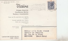 CARTE PUBLICITAIRE LABORATOIRE BELLON - VICEINE 1958 ITALIE POUR MULHOUSE - Tda11 - Pharmacy