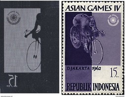 Morceau De Cylindre D'impression D'un Timbre D'Indonésie (cylinder Printing), Thème Cyclisme, Vélo - Ciclismo