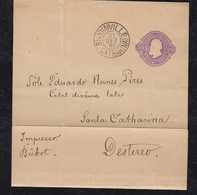 Brazil Brasil 1892 CT-04 Wrapper JOINVILLE To DESTERRO - Postal Stationery