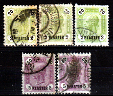 Levante-Austriaco-41 - 1891-96 - Y&T N. 28, 29 (o) -Differenti Bollature E Dentellatura - Senza Difetti Occulti. - Oriente Austriaco