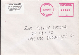 AMOUNT 1.00, BRASOV, RED MACHINE STAMPS ON COVER, 2009, ROMANIA - Lettres & Documents