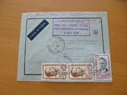 Lettre France Aviation Premier Vol 1ère Liaison Paris Rome Athènes Istanbul Caravelle Air France 29/0/1959 - 1960-.... Briefe & Dokumente