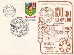 ALEXANDRIA TOWN ANNIVERSARY, COAT OF ARMS, SPECIAL COVER, 1984, ROMANIA - Covers & Documents