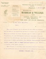 ANGLETERRE MANCHESTER COURRIER 1912 Wholesale Fruits & Fish Markets MUIRHEAD & WILCOCK  A26 - Royaume-Uni