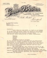 ANGLETERRE LIVERPOOL COURRIER 1925 Fruit Flower Vegetable  GREEN Brothers  North Market    A26 - United Kingdom