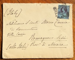 GRAN BRETAGNA BUSTA DA LONDON CON 2,5 ISOLATO A  ROMAGNANOI SESIA ITALY IN DATA 5/3/1892 - Lettres & Documents