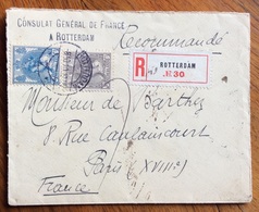 NEDERLAND OLANDA RACCOMANDATA DA  CONSULAT GENERAL DE FRANCE ROTTERDAM A PARIS IN DATA 8/10/1910 - Brieven En Documenten