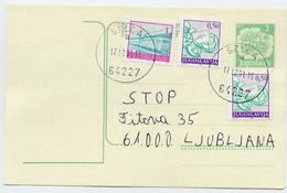 YUGOSLAVIA 1991 Mailcoach 2 D. Stationery Card Used With Additional Franking.  Michel P205 - Interi Postali