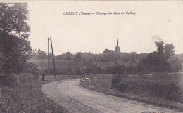 Cheroy - Paysage Du Pont De Vallery (jeunes Filles Cueillant Des Marguerites) Circulé 1932, Sous Enveloppe - Cheroy